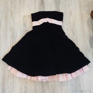 Victor Costa Black and Pink Strapless Dress